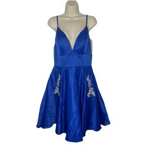 ANGELA & ALISON ROYAL BLUE SATIN PROM PARTY COCKTAIL SHORT DRESS SZ 12 NWT